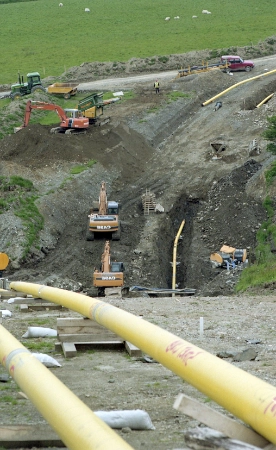 Photo of pipeworks being laid on Isle of Mann